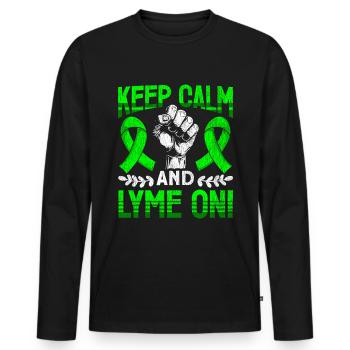 Wear Green Lyme Disease Awareness - Men's Premium Organic Long Sleeve Shirt - black - Front - Nico (187cm)