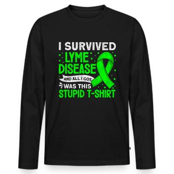 Wear Green Lyme Disease Awareness - Men's Premium Organic Long Sleeve Shirt - black - Front - Nico (187cm)