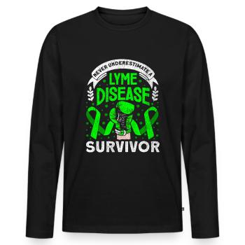 Wear Green Lyme Disease Awareness - Men's Premium Organic Long Sleeve Shirt - black - Front - Nico (187cm)