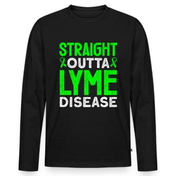 Wear Green Lyme Disease Awareness - Men's Premium Organic Long Sleeve Shirt - black - Front - Nico (187cm)