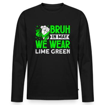Wear Green Lyme Disease Awareness - Men's Premium Organic Long Sleeve Shirt - black - Front - Nico (187cm)