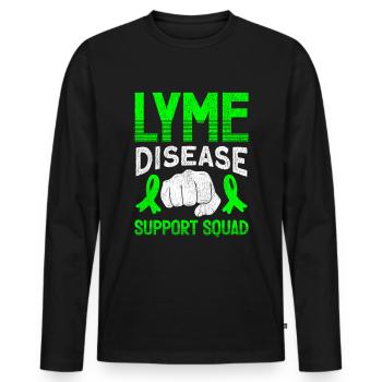 Wear Green Lyme Disease Awareness - Men's Premium Organic Long Sleeve Shirt - black - Front - Nico (187cm)
