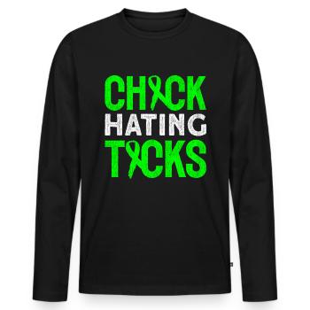 Wear Green Lyme Disease Awareness - Men's Premium Organic Long Sleeve Shirt - black - Front - Nico (187cm)