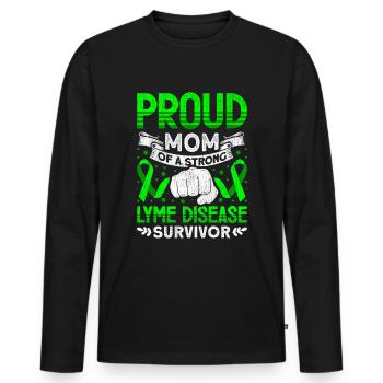 Wear Green Lyme Disease Awareness - Men's Premium Organic Long Sleeve Shirt - black - Front - Nico (187cm)