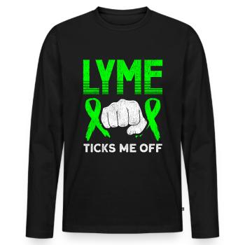Wear Green Lyme Disease Awareness - Men's Premium Organic Long Sleeve Shirt - black - Front - Nico (187cm)