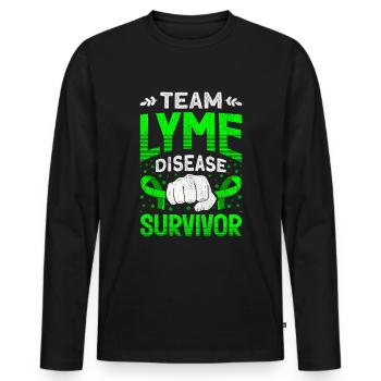 Wear Green Lyme Disease Awareness - Men's Premium Organic Long Sleeve Shirt - black - Front - Nico (187cm)