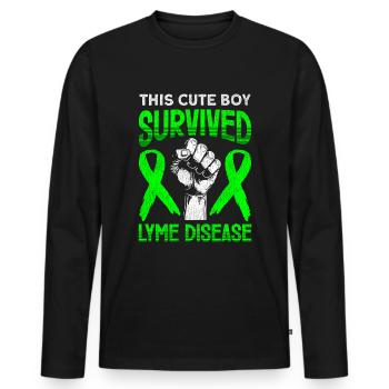 Wear Green Lyme Disease Awareness - Men's Premium Organic Long Sleeve Shirt - black - Front - Nico (187cm)