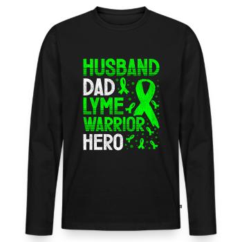 Wear Green Lyme Disease Awareness - Men's Premium Organic Long Sleeve Shirt - black - Front - Nico (187cm)