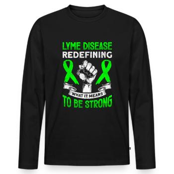 Wear Green Lyme Disease Awareness - Men's Premium Organic Long Sleeve Shirt - black - Front - Nico (187cm)