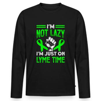 Wear Green Lyme Disease Awareness - Men's Premium Organic Long Sleeve Shirt - black - Front - Nico (187cm)
