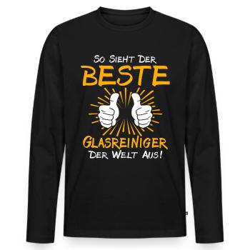 Idée cadeau nettoyant pour vitres - T-shirt manches longues Premium bio Homme - noir - Devant - Nico (187cm)