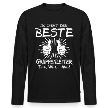 Meilleur chef de groupe - T-shirt manches longues Premium bio Homme - noir - Devant - Nico (187cm)
