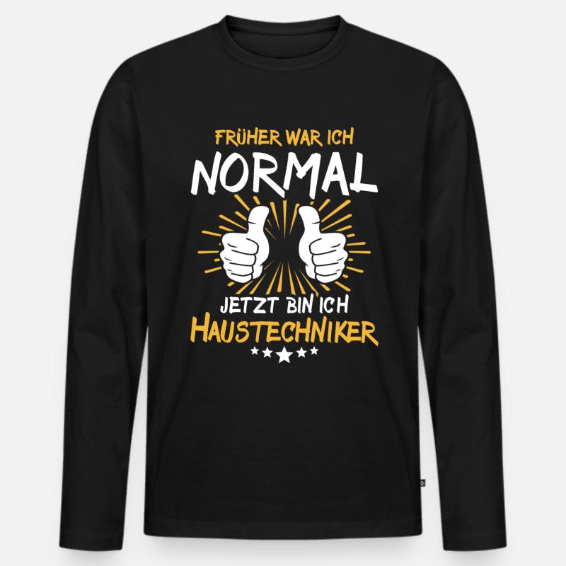 Haustechniker Spruch - Männer Premium Bio Langarmshirt - Schwarz