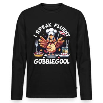 Gobblegool Dinde Thanksgiving - T-shirt manches longues Premium bio Homme - noir - Devant - Nico (187cm)
