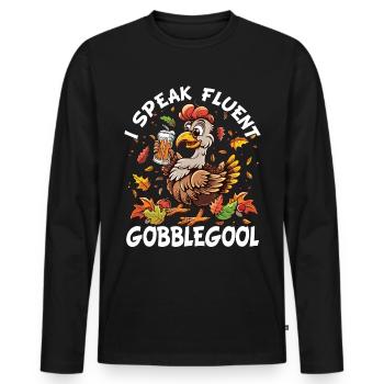 Gobblegool Dinde Thanksgiving - T-shirt manches longues Premium bio Homme - noir - Devant - Nico (187cm)