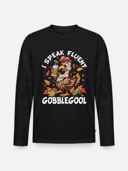Gobblegool Dinde Thanksgiving - T-shirt manches longues Premium bio Homme - noir