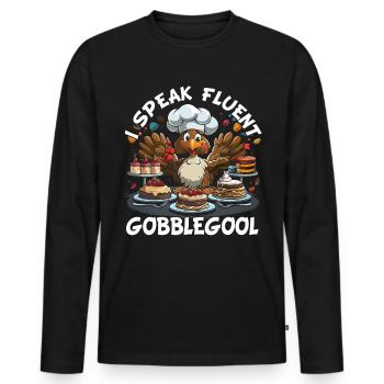 Gobblegool Dinde Thanksgiving - T-shirt manches longues Premium bio Homme - noir - Devant - Nico (187cm)