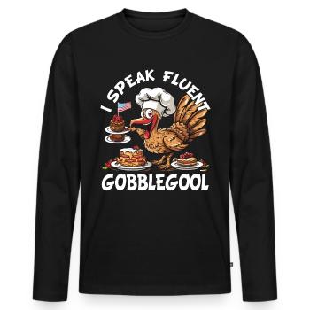 Gobblegool Dinde Thanksgiving - T-shirt manches longues Premium bio Homme - noir - Devant - Nico (187cm)