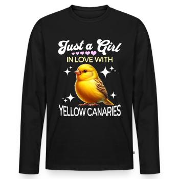 Yellow Belly Girl's Yellow Canary - Men's Premium Organic Long Sleeve Shirt - black - Front - Nico (187cm)