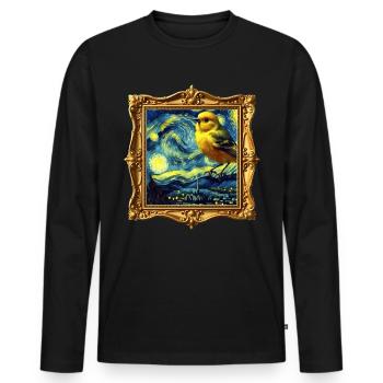 Gelbbauchgirlitz Starry Night - Männer Premium Bio Langarmshirt - Schwarz - Vorne - Nico (187cm)