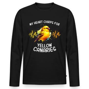 Gelbbauchgirlitz Herzlinie - Männer Premium Bio Langarmshirt - Schwarz - Vorne - Nico (187cm)