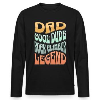 Papa Kletterer - Männer Premium Bio Langarmshirt - Schwarz - Vorne - Nico (187cm)