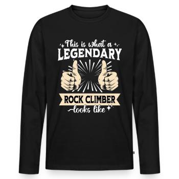 Grimpeur légendaire - T-shirt manches longues Premium bio Homme - noir - Devant - Nico (187cm)