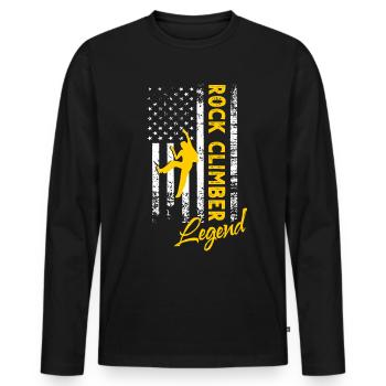 Légende de l’escalade - T-shirt manches longues Premium bio Homme - noir - Devant - Nico (187cm)