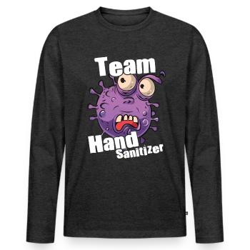 Hand sanitizer Hand washing - Men's Premium Organic Long Sleeve Shirt - heather anthracite - Front - Nico (187cm)