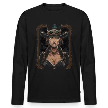 Schöne Frauen Steampunk Liebhaber - Männer Premium Bio Langarmshirt - Schwarz - Vorne - Nico (187cm)
