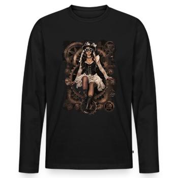 Schöne Frauen Steampunk Liebhaber - Männer Premium Bio Langarmshirt - Schwarz - Vorne - Nico (187cm)