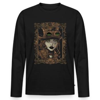 Schöne Frauen Steampunk Liebhaber - Männer Premium Bio Langarmshirt - Schwarz - Vorne - Nico (187cm)