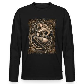 Schöne Frauen Steampunk Liebhaber - Männer Premium Bio Langarmshirt - Schwarz - Vorne - Nico (187cm)