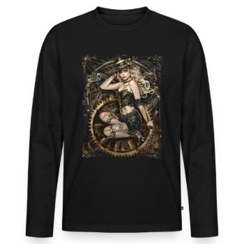 Beautiful Women Steampunk Lover - Men's Premium Organic Long Sleeve Shirt - black - Front - Nico (187cm)