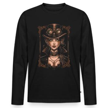 Beautiful Women Steampunk Lover - Men's Premium Organic Long Sleeve Shirt - black - Front - Nico (187cm)