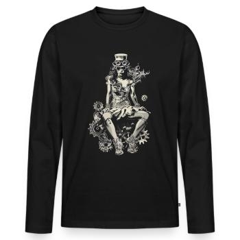 Schöne Frauen Steampunk Liebhaber - Männer Premium Bio Langarmshirt - Schwarz - Vorne - Nico (187cm)