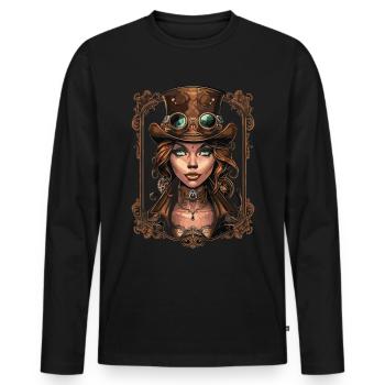 Schöne Frauen Steampunk Liebhaber - Männer Premium Bio Langarmshirt - Schwarz - Vorne - Nico (187cm)