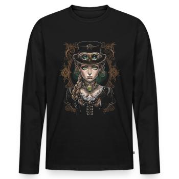 Schöne Frauen Steampunk Liebhaber - Männer Premium Bio Langarmshirt - Schwarz - Vorne - Nico (187cm)