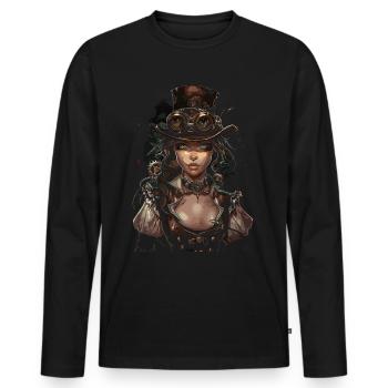 Schöne Frauen Steampunk Liebhaber - Männer Premium Bio Langarmshirt - Schwarz - Vorne - Nico (187cm)
