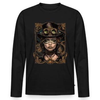 Beautiful Women Steampunk Lover - Men's Premium Organic Long Sleeve Shirt - black - Front - Nico (187cm)