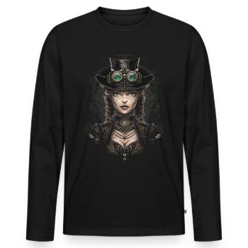 Schöne Frauen Steampunk Liebhaber - Männer Premium Bio Langarmshirt - Schwarz - Vorne - Nico (187cm)