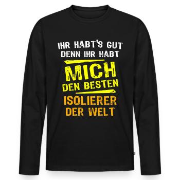 Isolierer Geschenk - Männer Premium Bio Langarmshirt - Schwarz - Vorne - Nico (187cm)