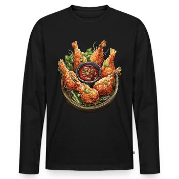 Chinese Food Crab Rangoon Meme Lustig - Männer Premium Bio Langarmshirt - Schwarz - Vorne - Nico (187cm)
