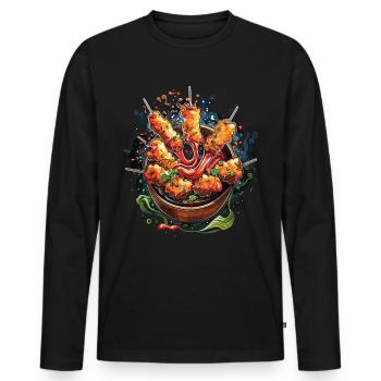 Chinese Food Crab Rangoon Meme Lustig - Männer Premium Bio Langarmshirt - Schwarz - Vorne - Nico (187cm)