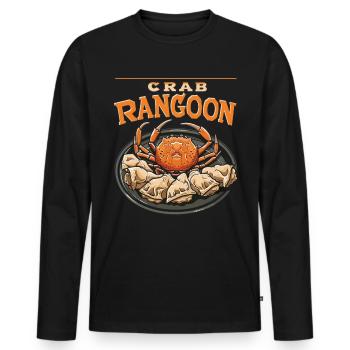 Chinese Food Crab Rangoon Meme Funny - Men's Premium Organic Long Sleeve Shirt - black - Front - Nico (187cm)