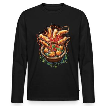 Chinese Food Crab Rangoon Meme Lustig - Männer Premium Bio Langarmshirt - Schwarz - Vorne - Nico (187cm)