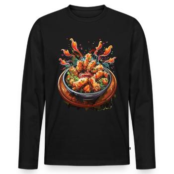 Chinese Food Crab Rangoon Meme Lustig - Männer Premium Bio Langarmshirt - Schwarz - Vorne - Nico (187cm)