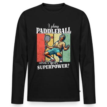 Drôle de dicton de paddleball - T-shirt manches longues Premium bio Homme - noir - Devant - Nico (187cm)