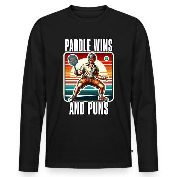 Drôle de dicton de paddleball - T-shirt manches longues Premium bio Homme - noir - Devant - Nico (187cm)