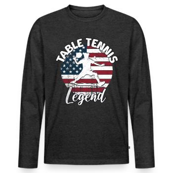 Table Tennis Sprüche - Männer Premium Bio Langarmshirt - Anthrazit meliert - Vorne - Nico (187cm)